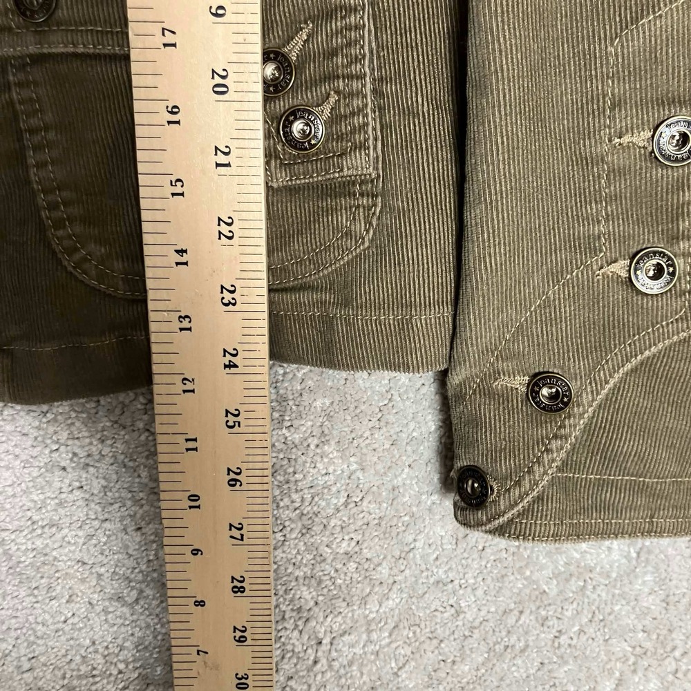 Jeanstar Womens Corduroy Military Style Jacket Olive Green Button Up Size L - Picture 8 of 12